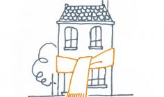 Illustration d'une maison avec un écharpe