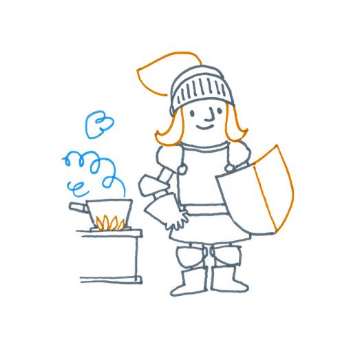 Illustration d'une femme dans sa cuisine 